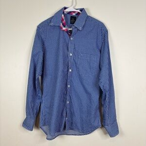 Tailorbyrd Blue and White Checkered Shirt Gingham Size Medium